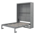 Full Size Murphy Bed Wall Bed With Shelves,Gray Gray Solid Wood Mdf