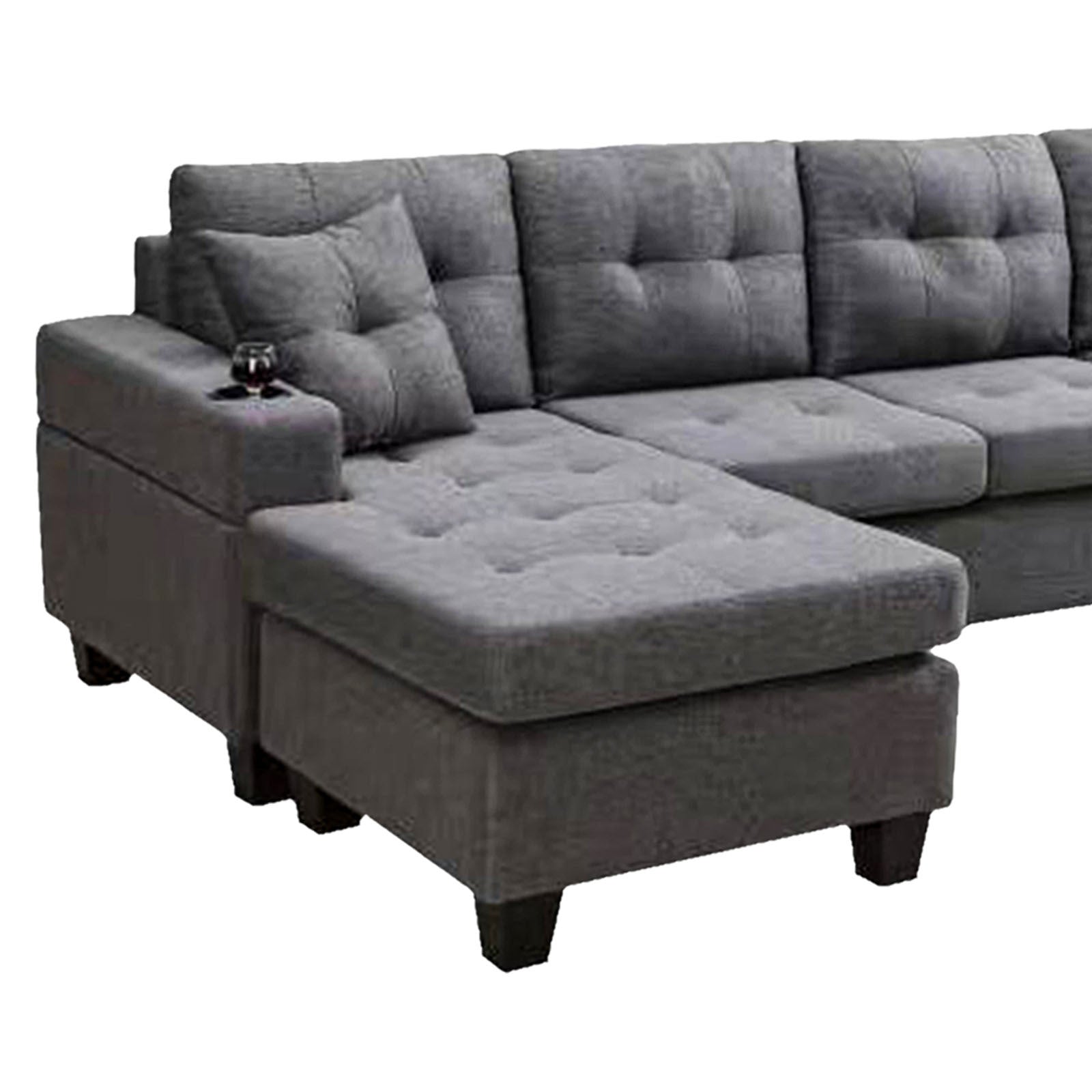 MEGA sectional sofa left with footrest, convertible gray-foam-fabric