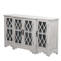 Retro Sideboard Glass Door with Curved Line antique white-mdf