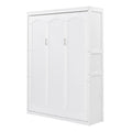 Full Size Murphy Bed Wall Bed With Shelves,White White Solid Wood Mdf