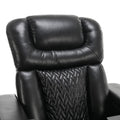 270 Degree Swivel Pu Leather Power Recliner Individual Seat Home Theater Recliner With Comforable Backrest, Tray Table, Phone Holder, Cup Holder, Usb Port, Hidden Arm Storage For Living Room, Black Black Foam Pu Leather