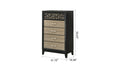 Selena Modern & Contemporary King 5Pc Bedroom Set Made With Wood In Black And Natural Box Spring Not Required King Black Natural Wood 5 Piece Set Bedroom Bed Included,Chest Included,Dresser Included,Mirror Included,Nightstand Included Contemporary,Modern