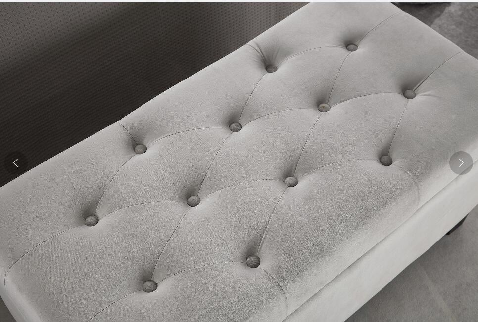 Upholstered Storage Rectangular bench for Entryway gray-espresso-bedroom-antique-art