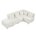 Free Combined Sectional Sofa 5 Seater Modular Couches With Storage Ottoman, 5 Pillows For Living Room, Bedroom, Office, Cream Cream Foam Chenille