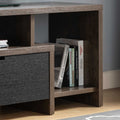 Two Toned 60 Inch Modern Tv Stand With Three Shelves, Large Drawer Walnut Oak & Black Walnut 50 59 Inches Particle Board