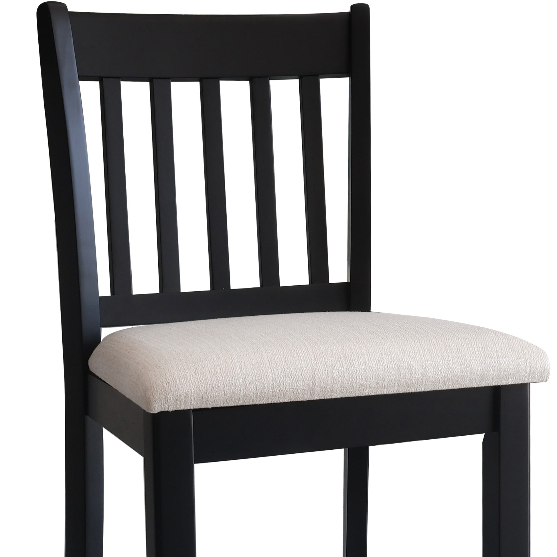 Casual Seating Black Finish Chairs Set Of 2 Rubberwood Transitional Slatted Back Design Dining Room Furniture Counter Chairs Solid White Dining Room Rubberwood Slat Back Engineered Wood Black White Painted Foam Dry Clean Rectangular