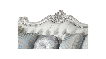 Tuscan Traditional Style Sofa Made With Wood In Silver Silver Grey Velvet Wood Primary Living Space Medium Firm Tufted Back Traditional Solid Wood Mdf Wood 3 Seat