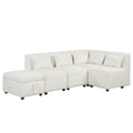 Free Combined Sectional Sofa 5 Seater Modular Couches With Storage Ottoman, 5 Pillows For Living Room, Bedroom, Office, Cream Cream Foam Chenille