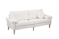 Living Room Sofa,3 Seater Sofawith Copper Nail On Arms ,Three Pillow,White White Velvet