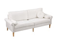 Living Room Sofa,3 Seater Sofawith Copper Nail On Arms ,Three Pillow,White White Velvet