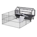 Small Animal Playpen Cage W Rolling Caster, Water Bottle, 35