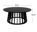 Round Coffee Table Set Of 2, Grille Molding, Suitable For Bedroom, Living Room, Balcony Black Mdf