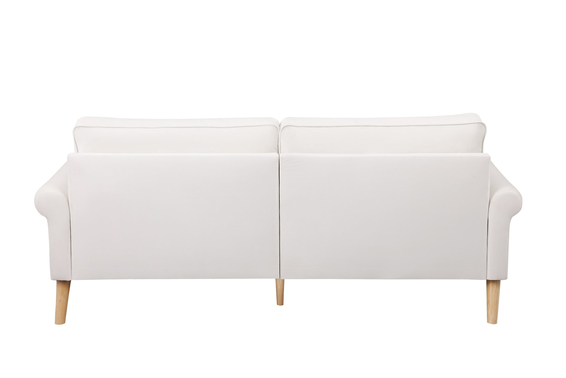 Living Room Sofa,3 Seater Sofawith Copper Nail On Arms ,Three Pillow,White White Velvet