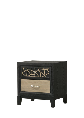 Selena Modern & Contemporary Nightstand Made With Wood In Black And Natural Black Natural 2 Drawers Bedroom Contemporary,Modern Wood