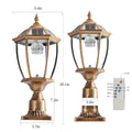 Retro Gold Solar Column Headlights With Dimmable Led 2 Pack Bronze Glass Aluminum