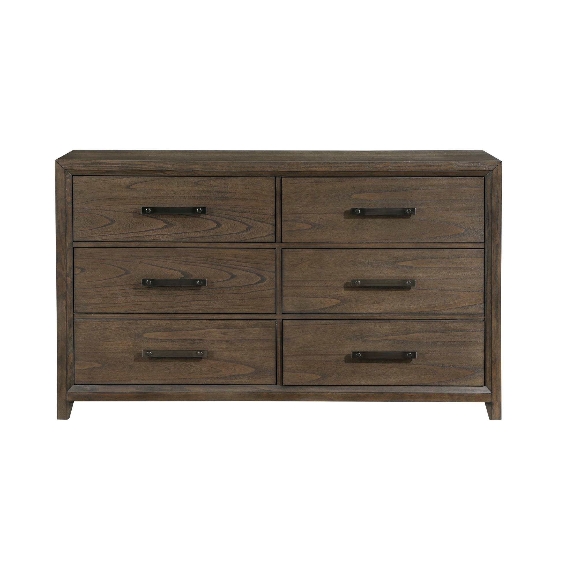 Dark Walnut Finish Dresser of 6 Drawers Classic Design walnut-bedroom-wood