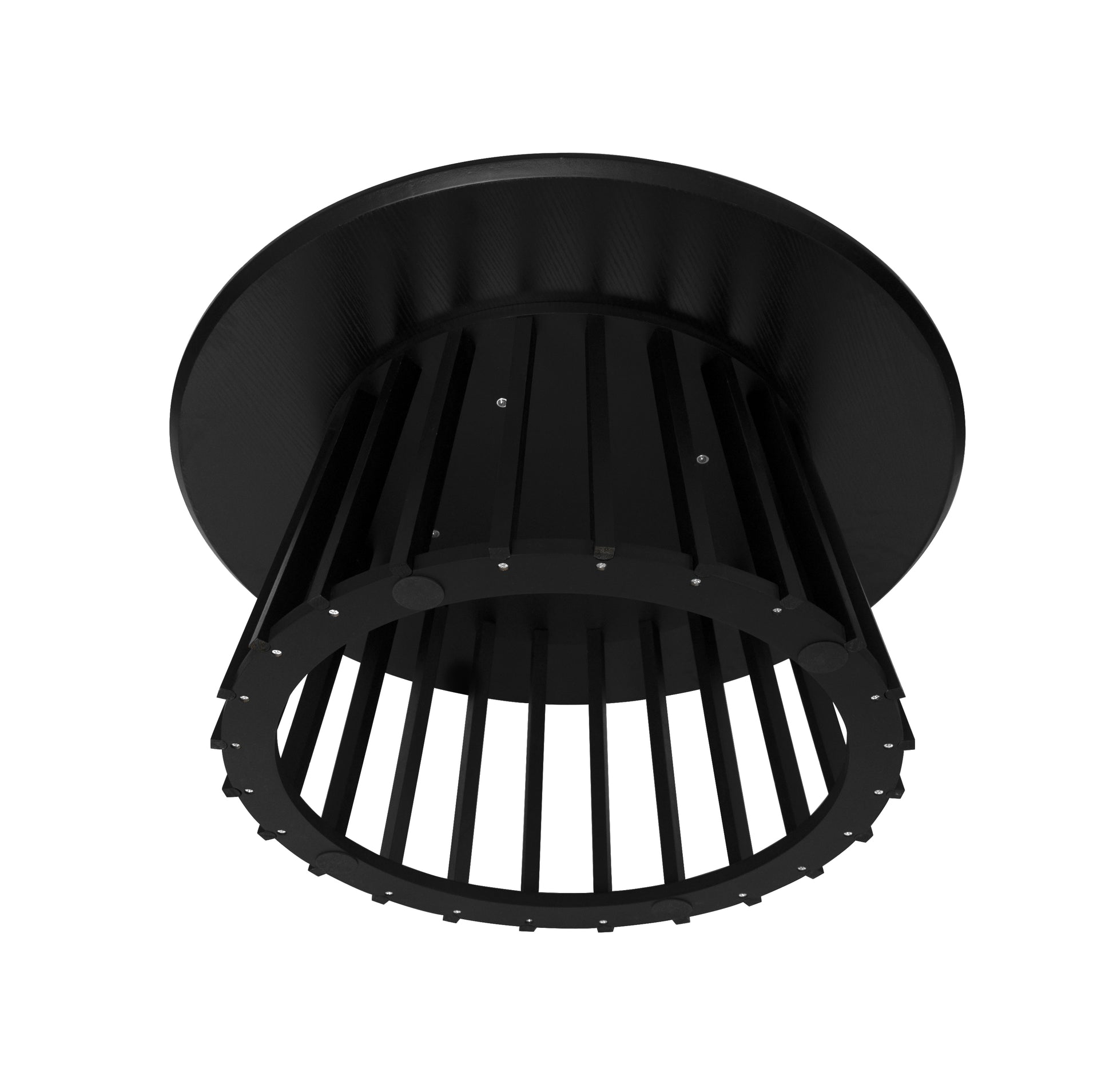 Round Coffee Table Set Of 2, Grille Molding, Suitable For Bedroom, Living Room, Balcony Black Mdf