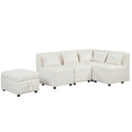 Free Combined Sectional Sofa 5 Seater Modular Couches With Storage Ottoman, 5 Pillows For Living Room, Bedroom, Office, Cream Cream Foam Chenille