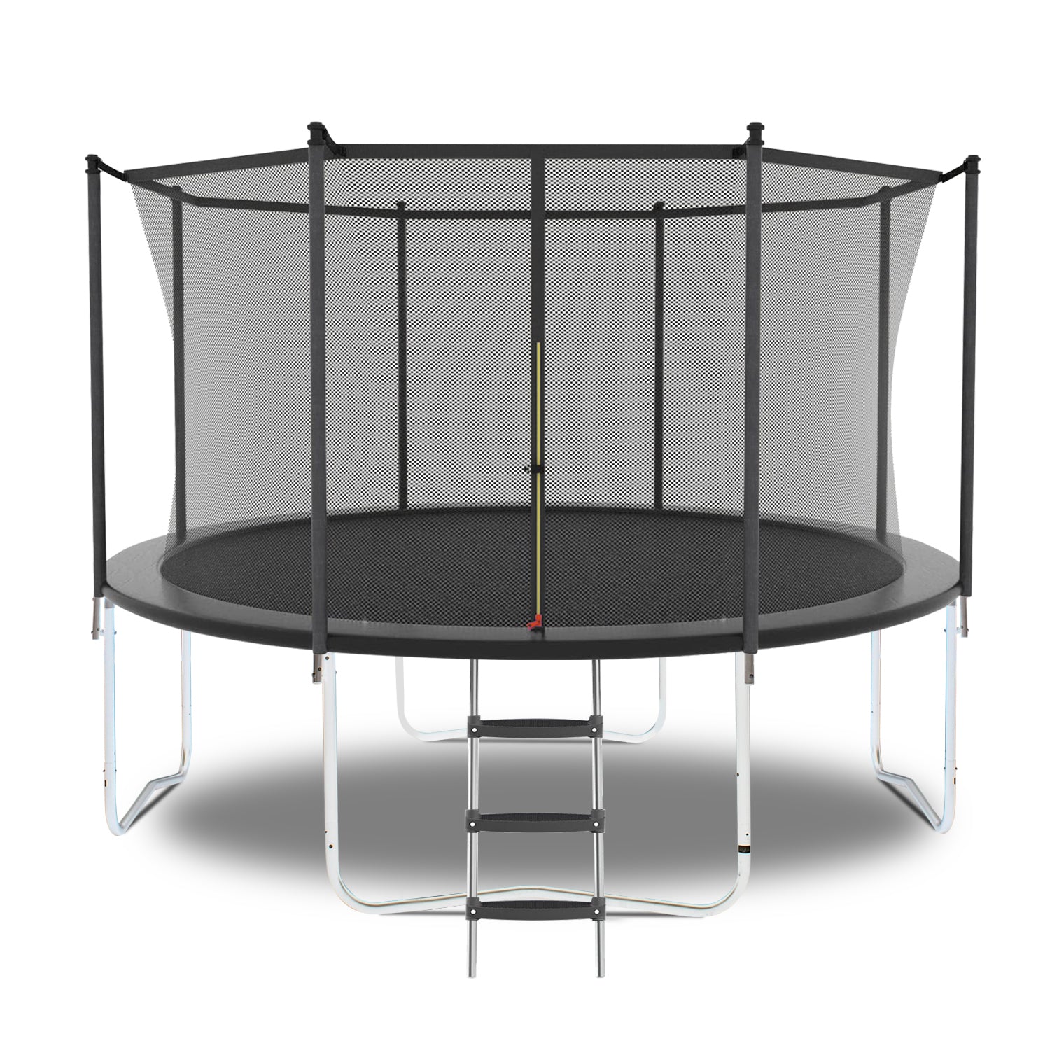 14FT Trampoline with Safety Enclosure Net, Outdoor gray-pvc-iron