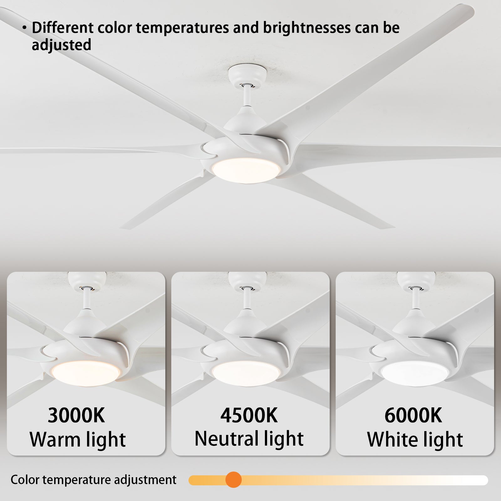 100" Ceiling Fans With Lights And Remote White Abs