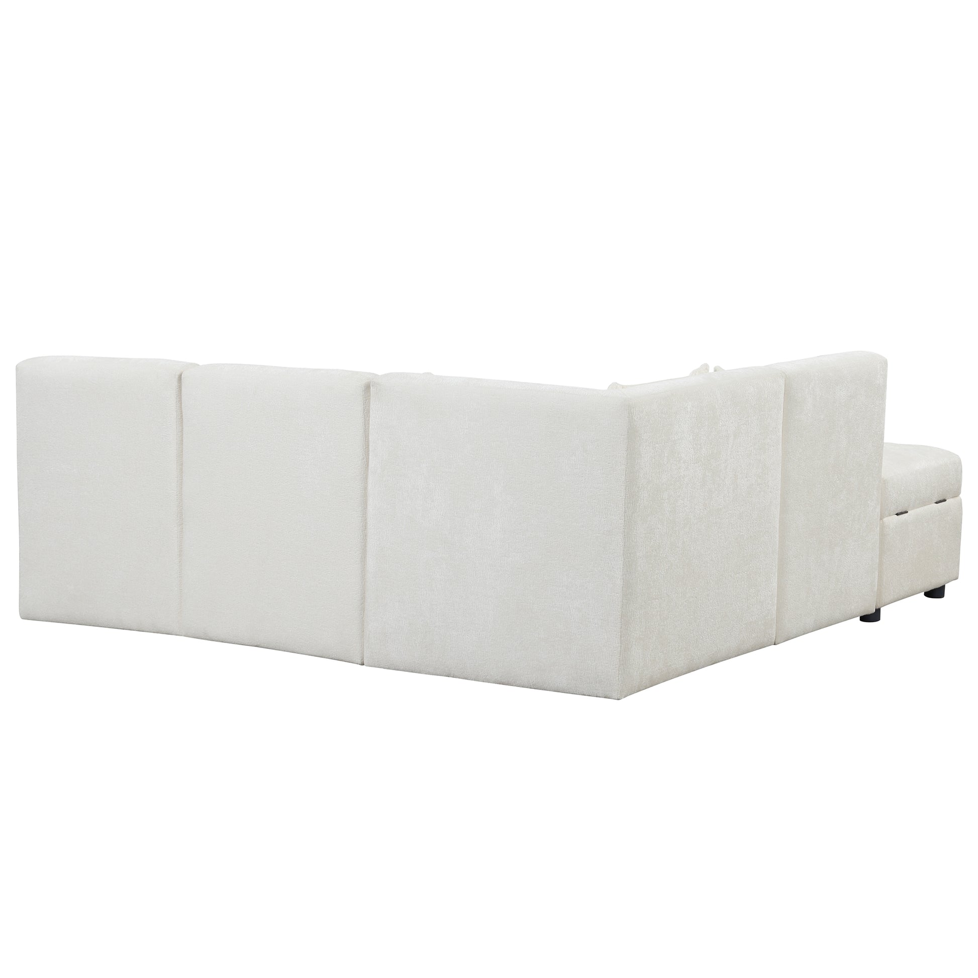 Free Combined Sectional Sofa 5 Seater Modular Couches With Storage Ottoman, 5 Pillows For Living Room, Bedroom, Office, Cream Cream Foam Chenille