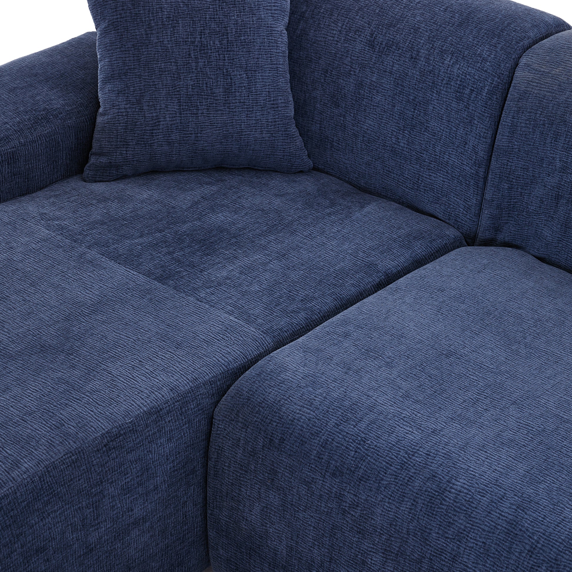 Modern Large L Shape Modular Sectional Sofa For Living Room, Bedroom, Salon, 2 Piece Free Combination, Simplified Style Blue Polyester 3 Seat