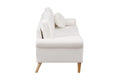 Living Room Sofa,3 Seater Sofawith Copper Nail On Arms ,Three Pillow,White White Velvet