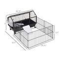 Small Animal Playpen Cage W Rolling Caster, Water Bottle, 35