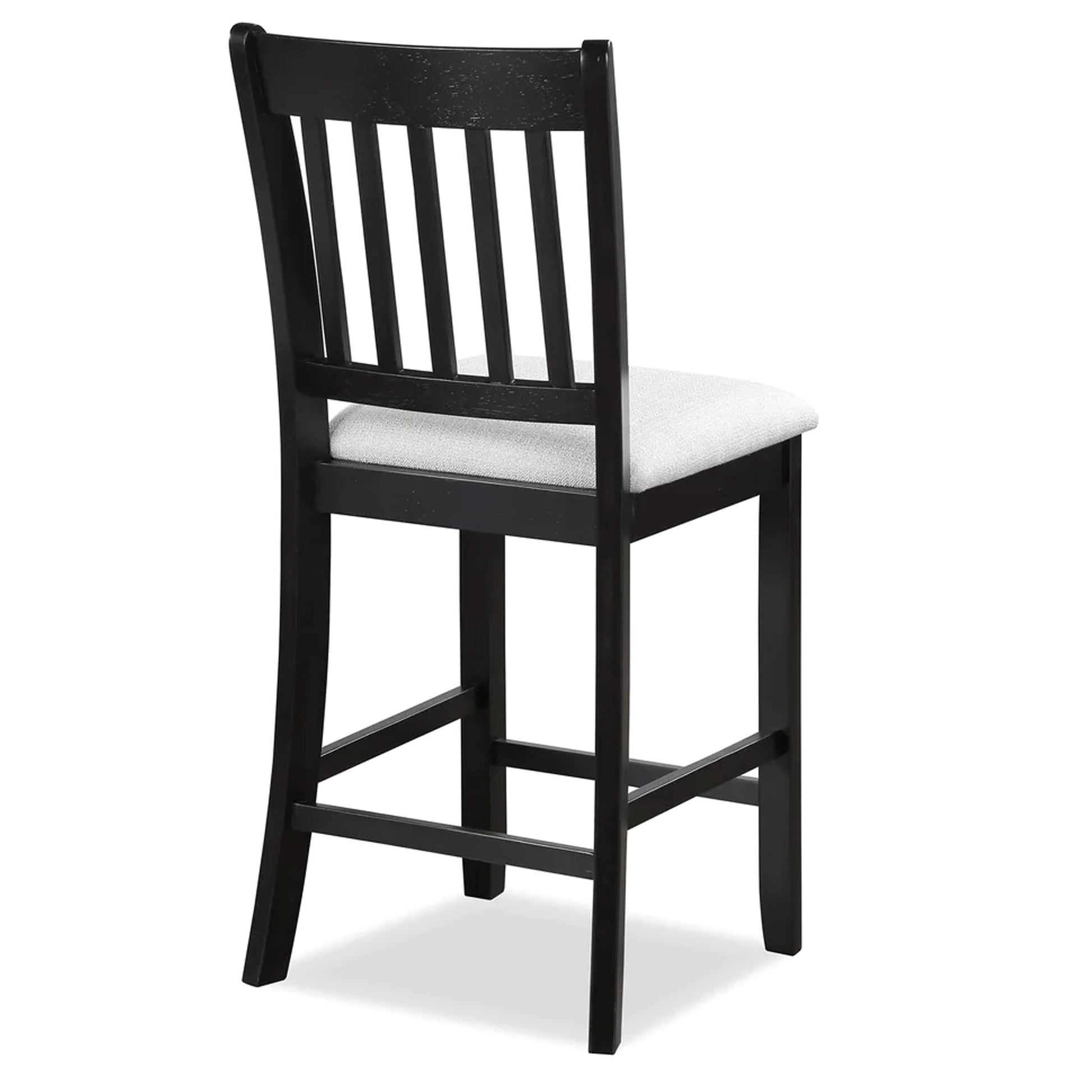 Casual Seating Black Finish Chairs Set Of 2 Rubberwood Transitional Slatted Back Design Dining Room Furniture Counter Chairs Solid White Dining Room Rubberwood Slat Back Engineered Wood Black White Painted Foam Dry Clean Rectangular