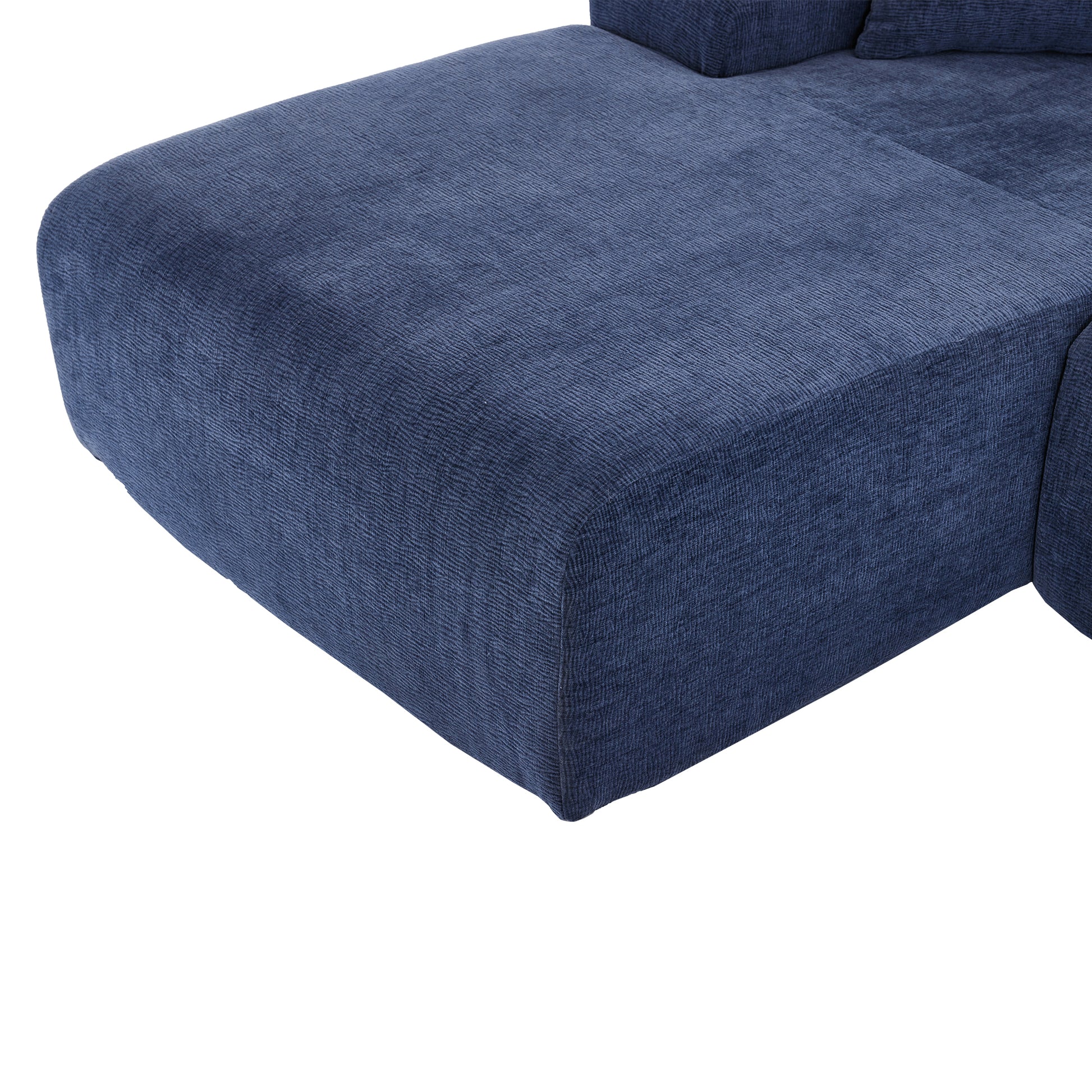 Modern Large L Shape Modular Sectional Sofa For Living Room, Bedroom, Salon, 2 Piece Free Combination, Simplified Style Blue Polyester 3 Seat