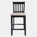 Casual Seating Black Finish Chairs Set Of 2 Rubberwood Transitional Slatted Back Design Dining Room Furniture Counter Chairs Solid White Dining Room Rubberwood Slat Back Engineered Wood Black White Painted Foam Dry Clean Rectangular