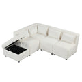 Free Combined Sectional Sofa 5 Seater Modular Couches With Storage Ottoman, 5 Pillows For Living Room, Bedroom, Office, Cream Cream Foam Chenille