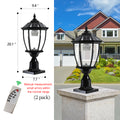 Solar Column Headlights With Dimmable Led 2 Pack Black Glass Aluminum