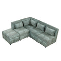 Free Combined Sectional Sofa 5 Seater Modular Couches With Storage Ottoman, 5 Pillows For Living Room, Bedroom, Office, Blue Green Blue Green Foam Chenille