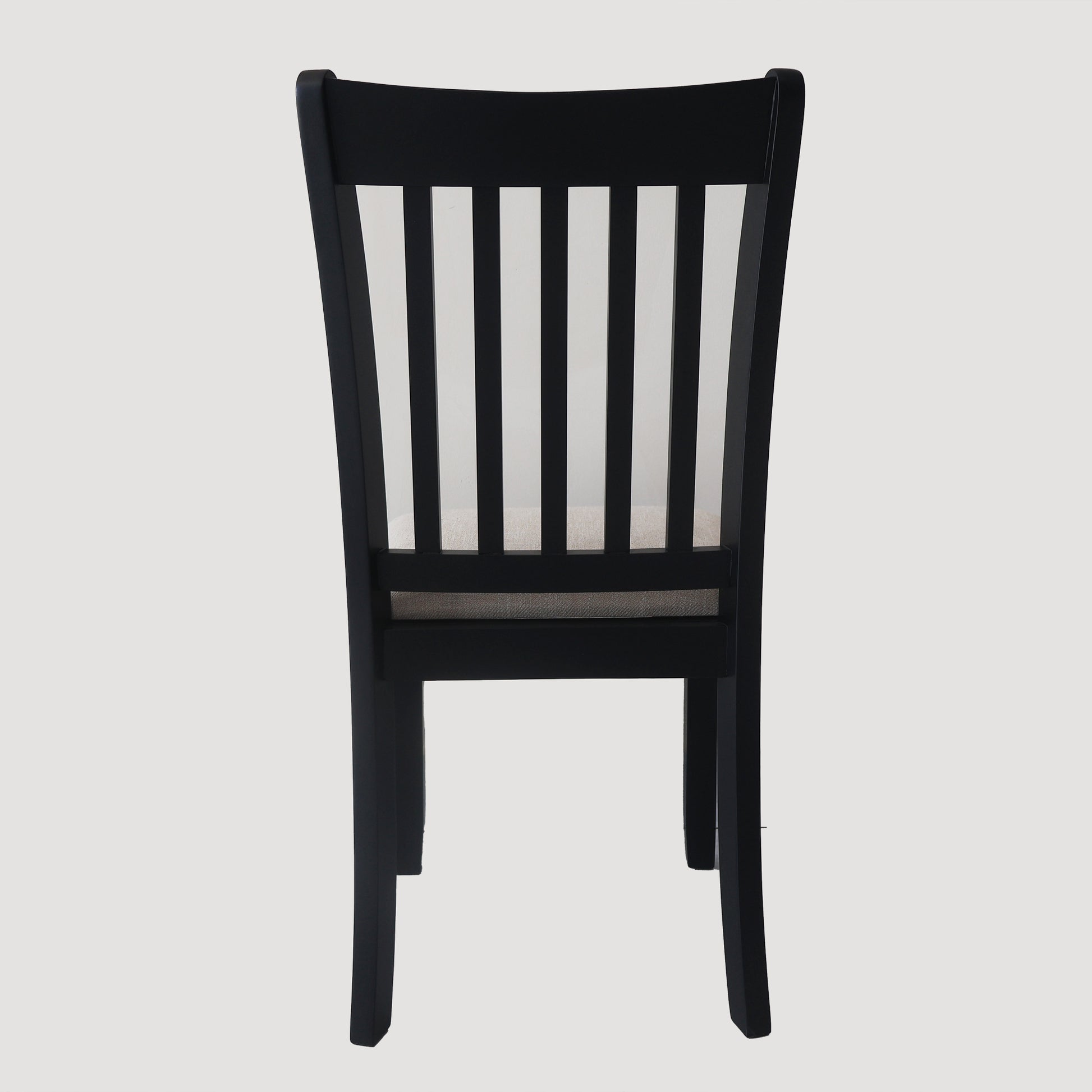 Dining Room Furniture Black Finish Set Of 2 Seating Chairs Cushion Seats Wooden Back Kitchen Breakfast Chairs Solid White Dining Room Rubberwood Slat Back Engineered Wood Black White Painted Foam Dry Clean Rectangular Mid Century Modern,Minimalist,Rustic