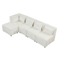 Free Combined Sectional Sofa 5 Seater Modular Couches With Storage Ottoman, 5 Pillows For Living Room, Bedroom, Office, Cream Cream Foam Chenille