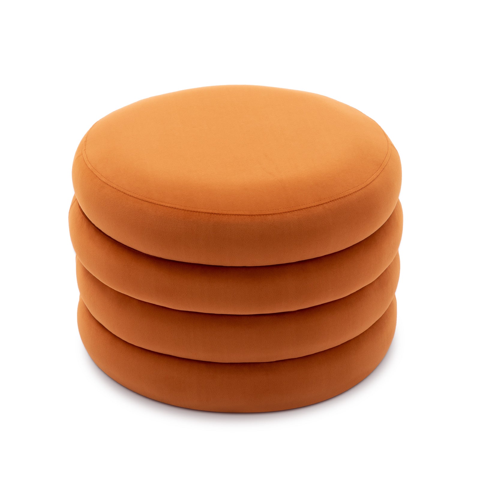 007 Velvet Fabric Storage Round Ottoman Footstool With Wooden Shelving,Orange White Wood Primary Living Space Orange Solid Eucalyptus Wood With Storage Orange Velvet Velvet Backless Soft Modern Flip Top Round Armless Foam Velvet