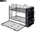 Metal Bunk Bed With Big Bookshelf, Twin, Black Black Metal