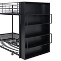 Metal Bunk Bed With Big Bookshelf, Twin, Black Black Metal