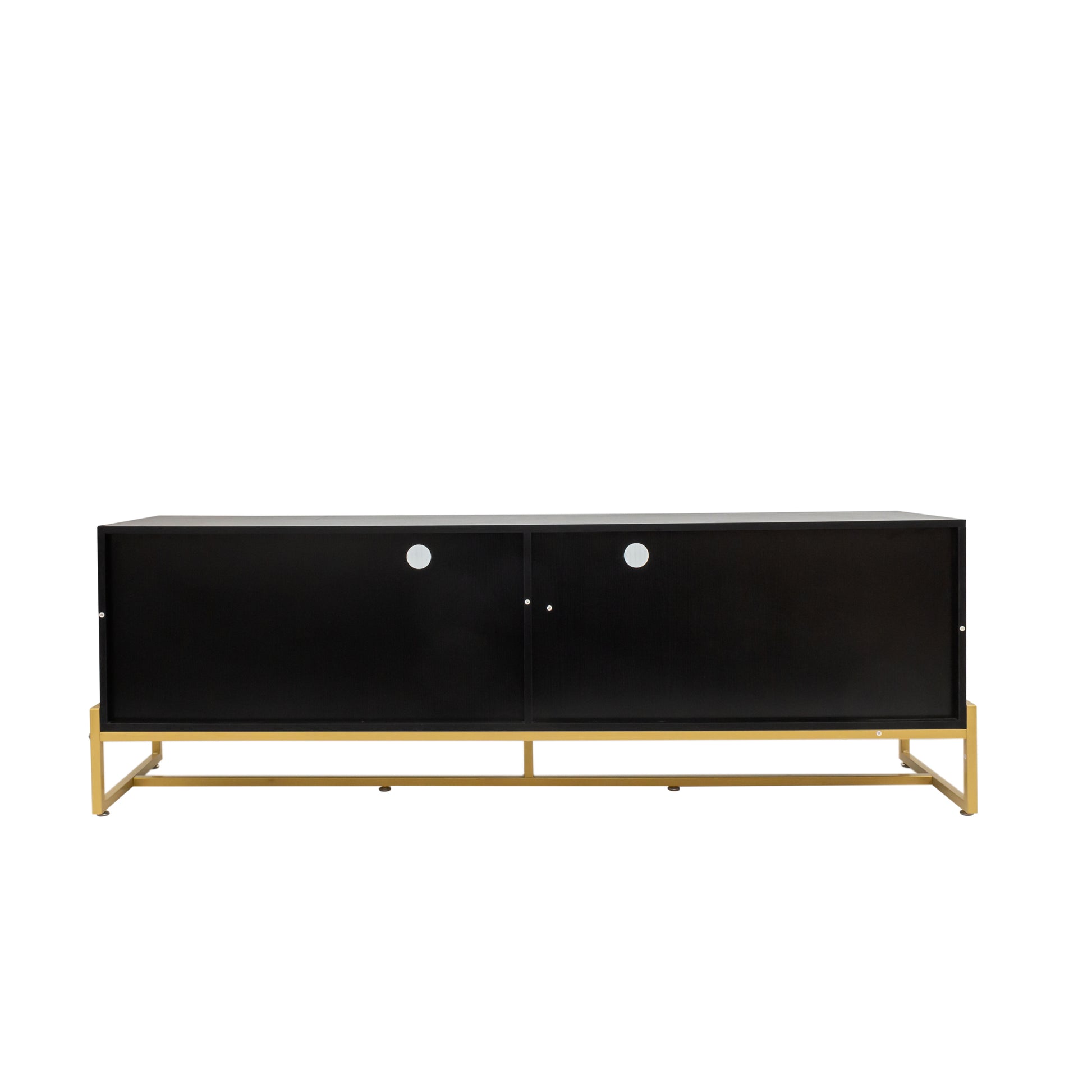 Black 70.87" Tv Stand.Entertainment Center With Shelf, Wood Tv Media Console With Sturdy Metal Legs For Living Room Black Mdf