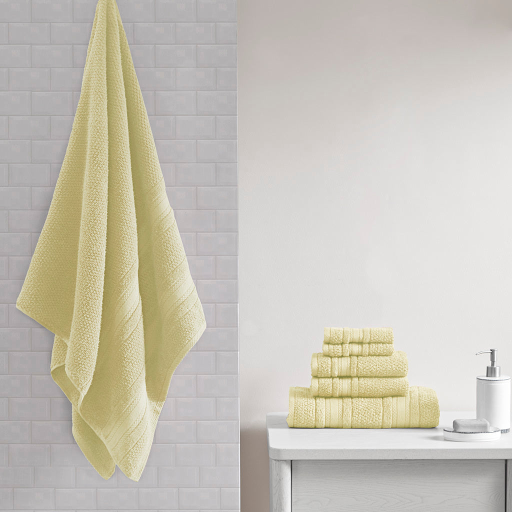 Super Soft Cotton Quick Dry Bath Towel 6 Piece Set Yellow Cotton