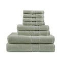 100% Cotton 8 Piece Antimicrobial Towel Set Sage Green Cotton