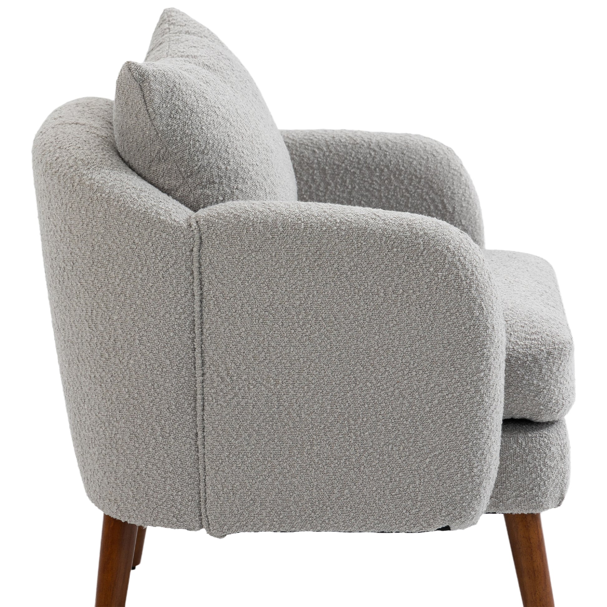 Coolmore Wood Frame Armchair, Modern Accent Chair Lounge Chair For Living Room Gray Boucle