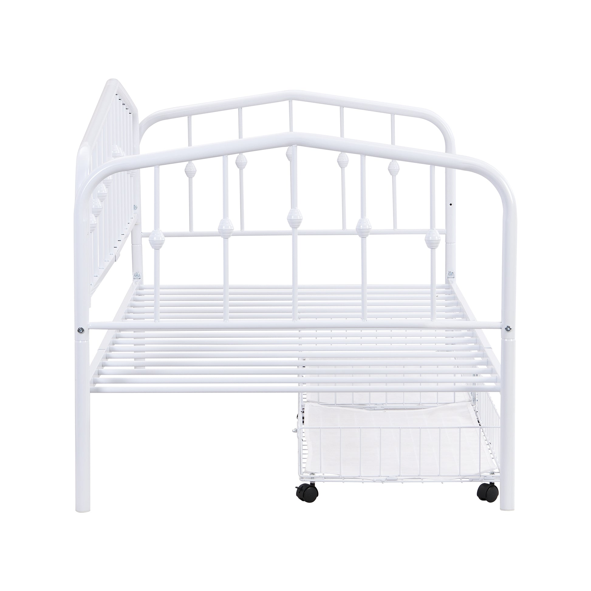 Twin Size Stylish Metal Daybed With 2 Drawers, White White Iron