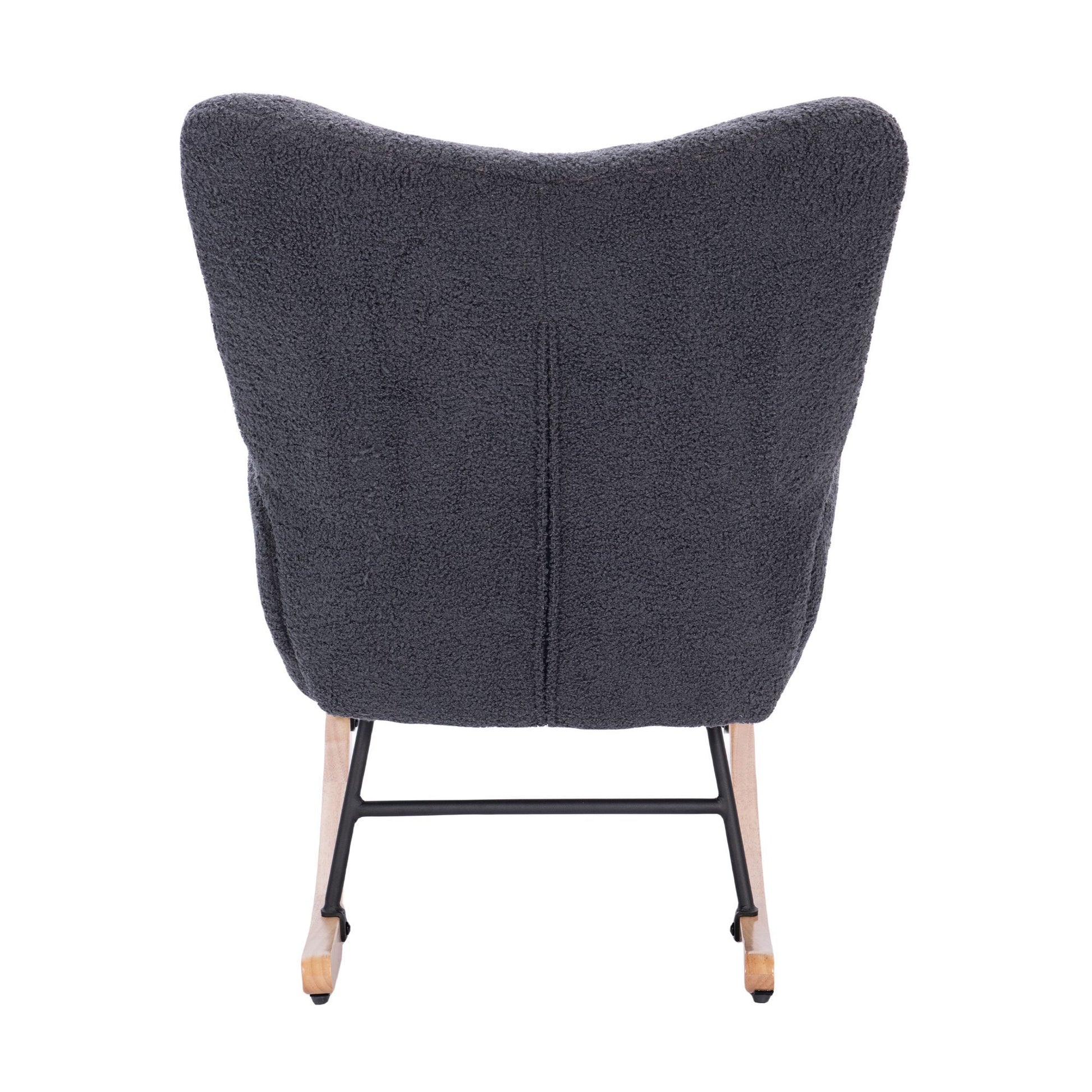 Teddy Upholstered Nursery Rocking Chair For Living Room Bedroom Dark Grey Teddy Dark Grey Foam Metal