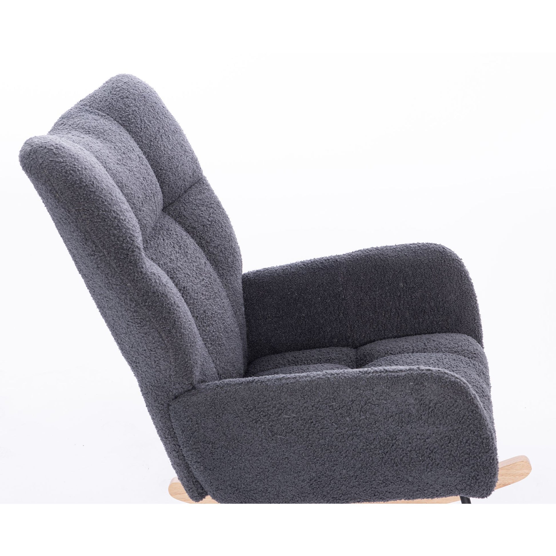 Teddy Upholstered Nursery Rocking Chair For Living Room Bedroom Dark Grey Teddy Dark Grey Foam Metal