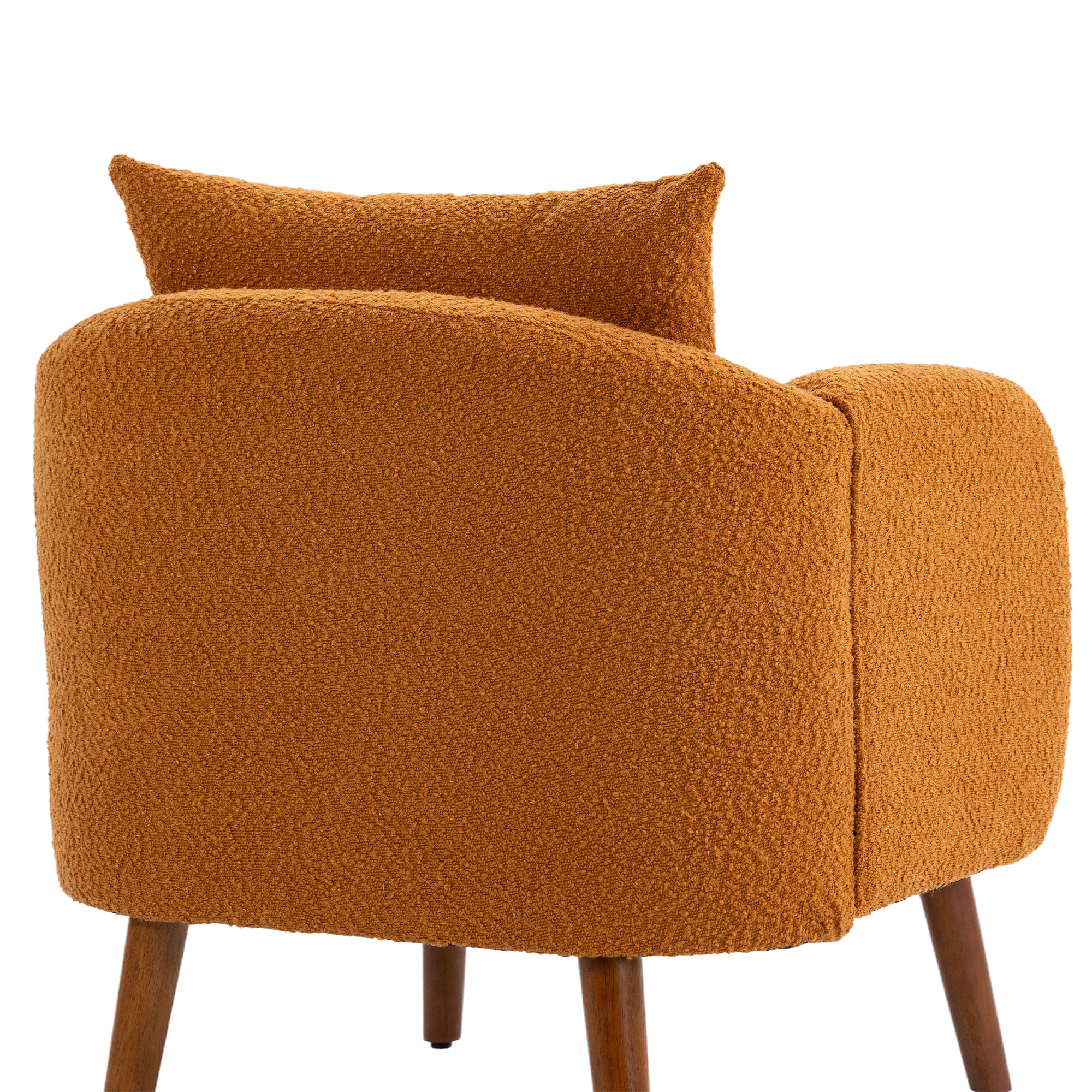 COOLMORE Wood Frame Armchair, Modern Accent Chair orange-boucle