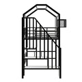 Metal Loft Bed With Roof Design And A Storage Box, Twin, Black Twin Black Metal