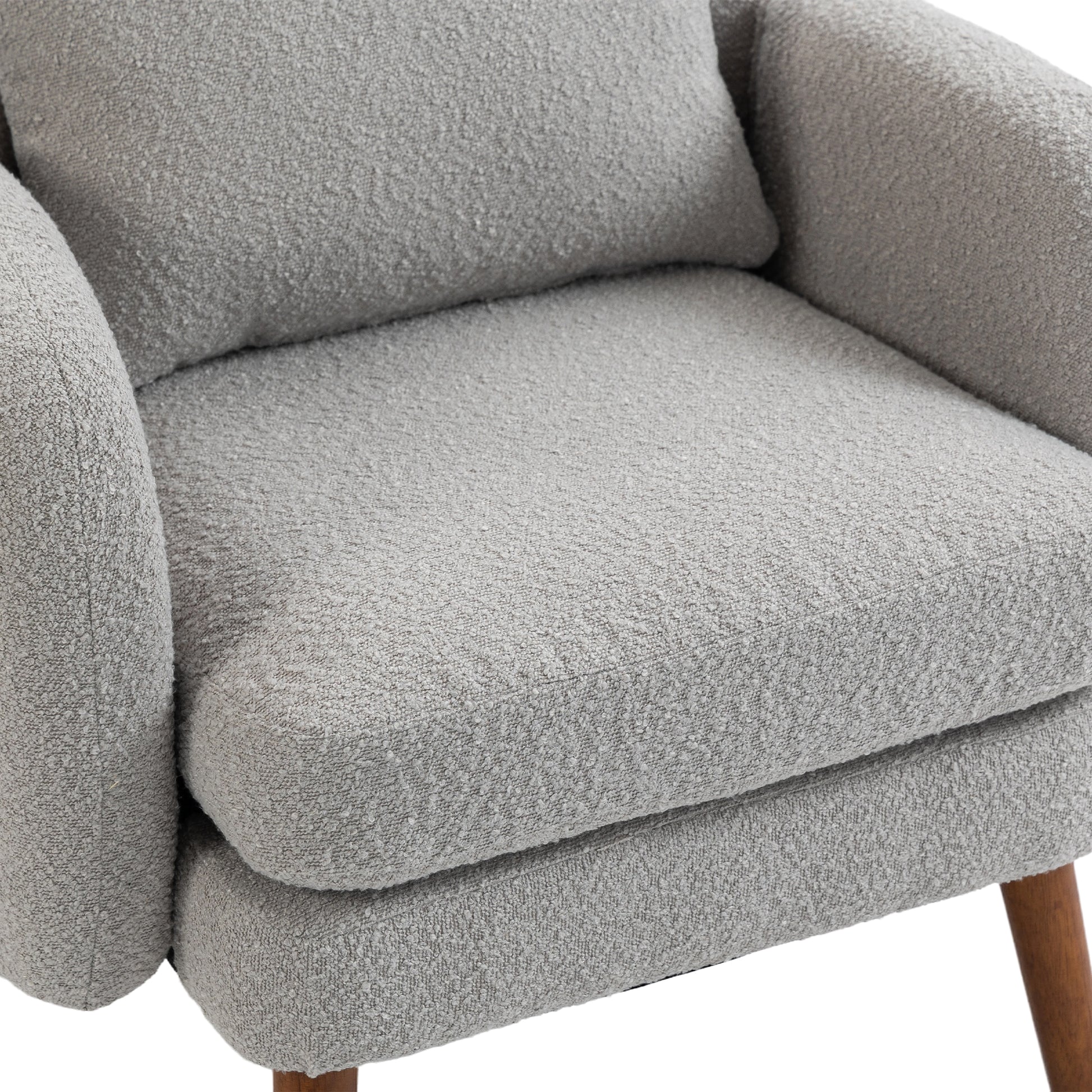 Coolmore Wood Frame Armchair, Modern Accent Chair Lounge Chair For Living Room Gray Boucle