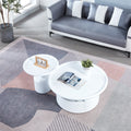 2 Pieces White Mdf Round Coffee Table Set For Living Room, Bedroom White Mdf